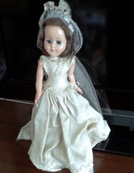 12'' HP 50s SWEETHEART ORIGINAL BRIDE DOLL IN IVORY OR 11" HP ORIGINAL REDHEAD DOLL, DRESS